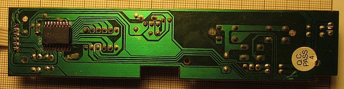 Circuit Board with Integrated Circuit Close-up of a circuit board with an integrated circuit and tracks.