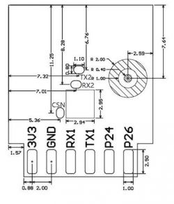 Pin Layout on CB2S Board Diagram showing the pin layout on the CB2S board.