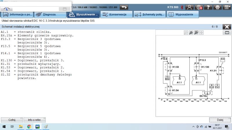Schemat instalacji silnika i wskaźników do Master II 3.0 dci - brak świecenia kontrolki świec