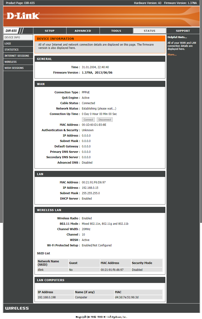 [Rozwiązano] D-link DIR 655 - nie pobiera adresów z sieci