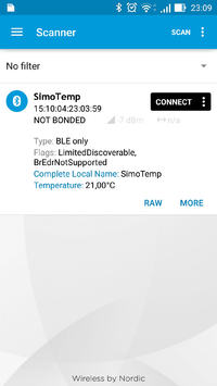 Bezprzewodowy czujnik temperatury Bluetooth LE oparty na nRFL01