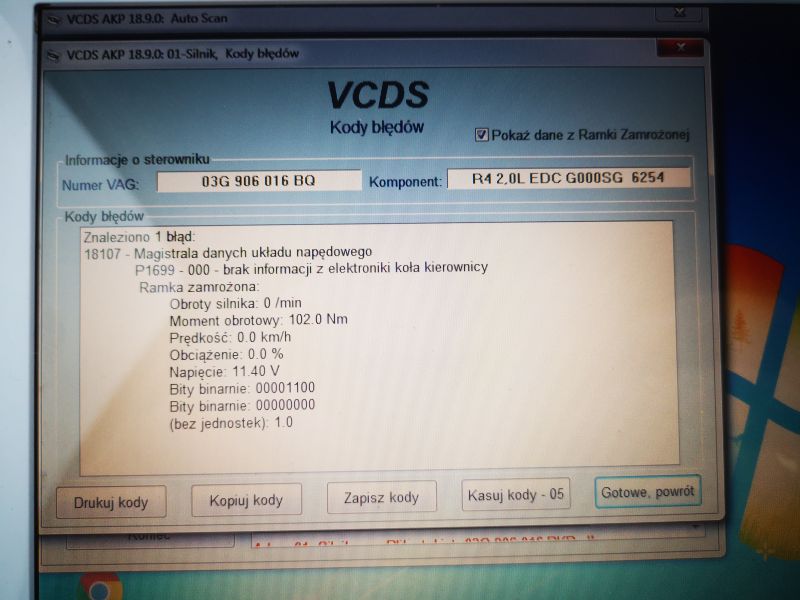 VW Touran 2.0 TDI - 2005 rok - Brak reakcji na przyciski w manetkach od komputer