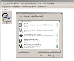 Okno ustawień dźwięku Windows z zaznaczonym urządzeniem Bluetooth QCY jako domyślne