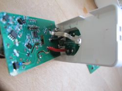 Interior of LoraTap SP800WJ-EU WiFi Plug Interior of LoraTap SP800WJ-EU smart WiFi plug with exposed circuit board.