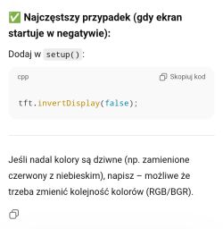 Screenshot with tip “Most common case” and code snippet `tft.invertDisplay(false);`
