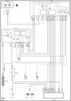 Schemat połączeń obwodu elektrycznego w samochodzie z zaznaczonym złączem OBD.