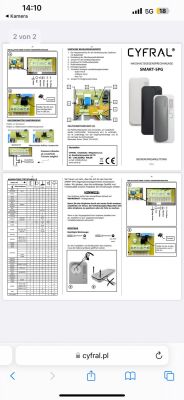 CYFRAL SMART-5PG Gegensprechanlagen-Handbuch mit Installationsdiagrammen und Kompatibilitätstabelle.