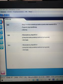 Iveco Daily IV 2006, 3.0 - nie odpala, błędy sterownika 609, ECU 1E9, 1D1