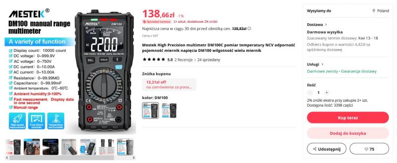 MESTEK DM 100 - miernik uniwersalny dla każdego? Krótki opis i kilka fotek.