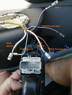 Renault Clio III '05: Gdzie podłączyć + i - w przełączniku szyb?