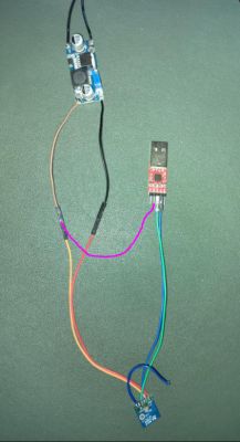 Wiring setup showing ground bridge marked with a pink wire