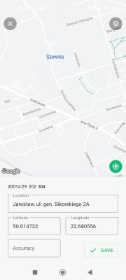 Mapa z miejscowością Szewnia oraz szczegółami lokalizacji w Jarosławiu