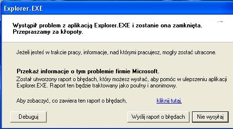 Błąd aplikacji explorer.exe - jak go naprawić?