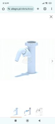 White plastic drain siphon with a flexible hose, seen on a white background.