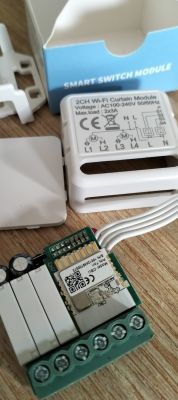Wi-Fi Curtain Control Module with Exposed Components Wi-Fi curtain control module with exposed components.
