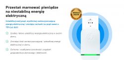 Zdjęcie reklamy urządzenia stabilizującego energię elektryczną.
