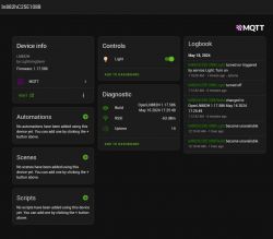 LN882H Module Configuration with MQTT Integration Configuration panel for LN882H module with MQTT and event log.