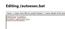 Text editor with open autoexec.bat file containing code related to TuyaMCU.