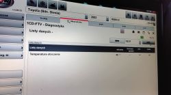 Ekran programu diagnostycznego Toyota 1CD-FTV z odczytem „Temperatura otoczenia” 48°C