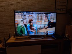Telewizor Sony z widocznymi zniekształceniami obrazu.
