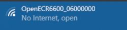 WiFi network with No Internet, open message.