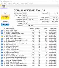 Czy stan dysku może powodować wolną pracę laptopa? [zrzut SMART]