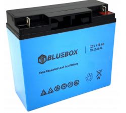 Niebieski akumulator 12V 18Ah marki BLUEBOX.