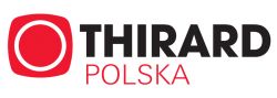 Logo firmy THIRARD POLSKA z czerwonym symbolem koła i czarnym napisem.