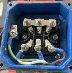 Electrical Terminals in Junction Box Close-up view of electrical terminals in a junction box.