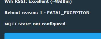 Console screenshot showing OTA success and a detailed crash report with stack dump and system halt message.