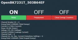 Screenshot of OpenBK7231T user interface displaying energy information.
