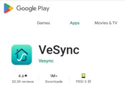 Screenshot of the VeSync app on Google Play.