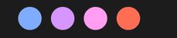 Four round color swatches in pastel shades: blue, purple, pink, and orange.