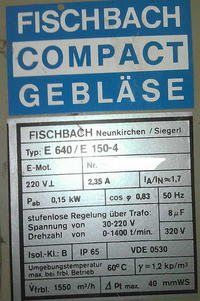 Fischbach E 640/E 150-4 - Anschluss eines Radialventilators Fischbach E 640/E 150-4 - Anschluss eines Radialventilators