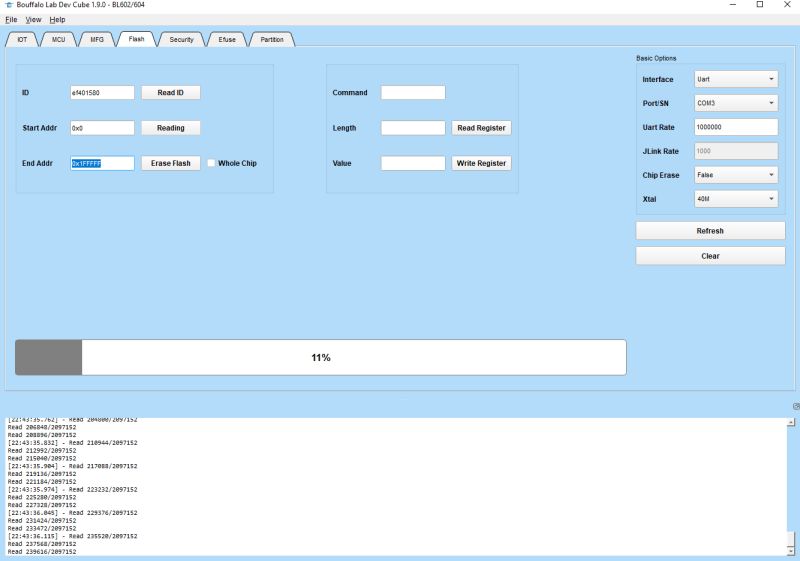 testing bl602tool from renzenicolai for BL602 flash read and write