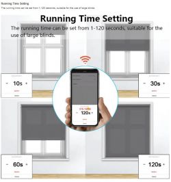 Blind running time settings with a mobile app