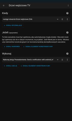 Home Assistant automation interface for door opening notifications.