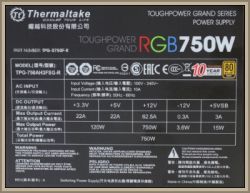Etykieta zasilacza Thermaltake Toughpower Grand RGB 750W.