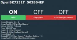 Display of OpenBK7231T_503B64EF interface with energy information