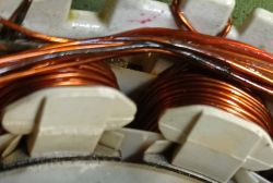 Burnt copper windings inside an electric motor