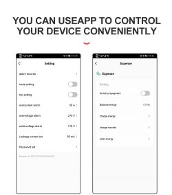 Screenshots from Device Control App Two screenshots from a device management app showing various settings.