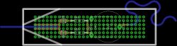Schemat montażu LED-ów, rezystorów i baterii na płytce uniwersalnej 20×80 mm