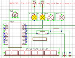 Connection Diagram in OpenBeken IoT Simulator Connection diagram in OpenBeken IoT simulator with bulbs and LED strips.