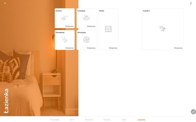 Fragment of an app interface for controlling devices in a room.