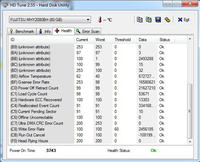 FUJITSU MHY2080BH - błąd CRC przy tworzeniu partycji, ocena dysku HD Tune