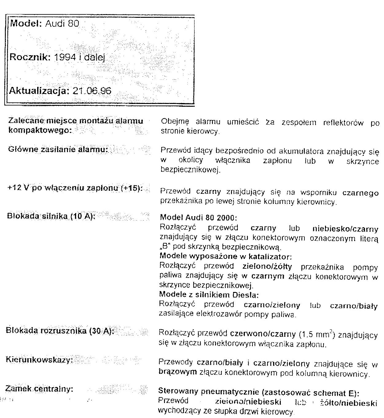 Jak zainstalować alarm w Audi B4 TDI Avant