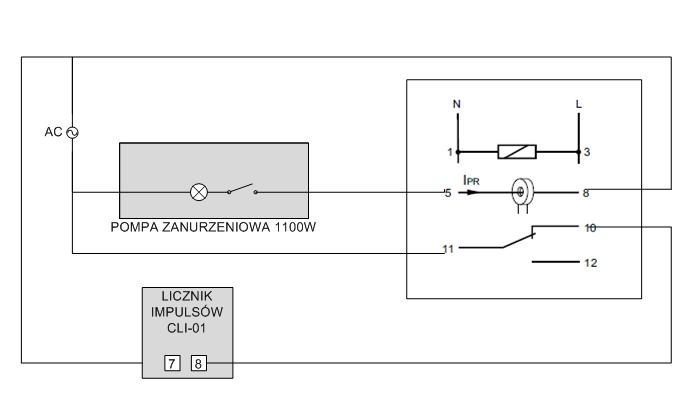 Podłączenie licznika impulsów CLI-01 do pompy 1100W, 230V - jak to zrobić?