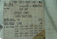 VW Passat B3 1993 - Jak znaleźć kod lakieru ciemny bordowy metalik?