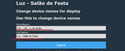 Device name change form with error in the ShortName field