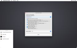 Okno macOS Post Install z listą opcji poprawek.